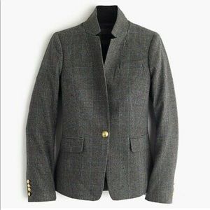 JCrew Black Plaid Regent Blazer with Satin Lapel